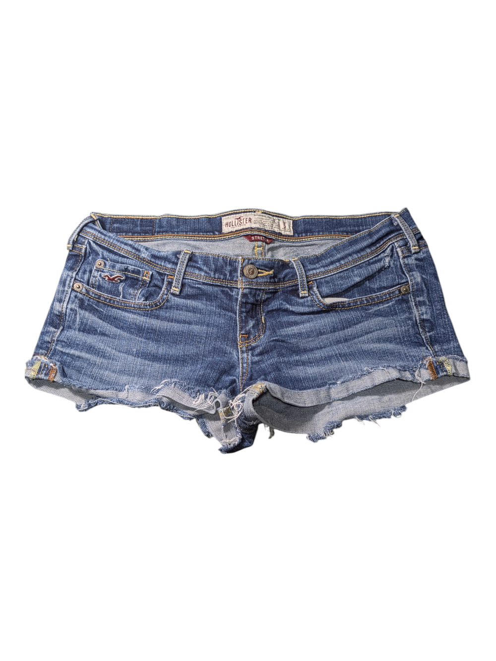 Hollister - Women's Blue Jean Shorts - Stretch - Size 5 - Good Used Condition